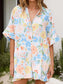 Printed Half Sleeve Tie Waist Romper nicholesgifts