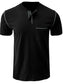 Men's Full Size Casual Henley T-Shirt with Contrast Stitching and Pocket Plus Size nicholesgifts
