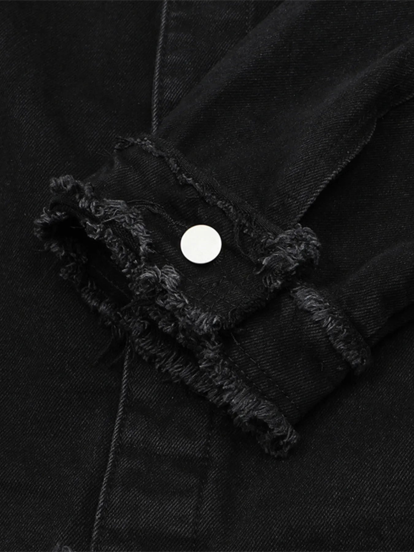 Men's Raw Hem Long Sleeve Denim Jacket Trendsi
