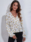 Floral V-Neck Balloon Sleeve Peplum Blouse nicholesgifts