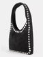 Fame Grommet Border Studded Suede Shoulder Bag nicholesgifts