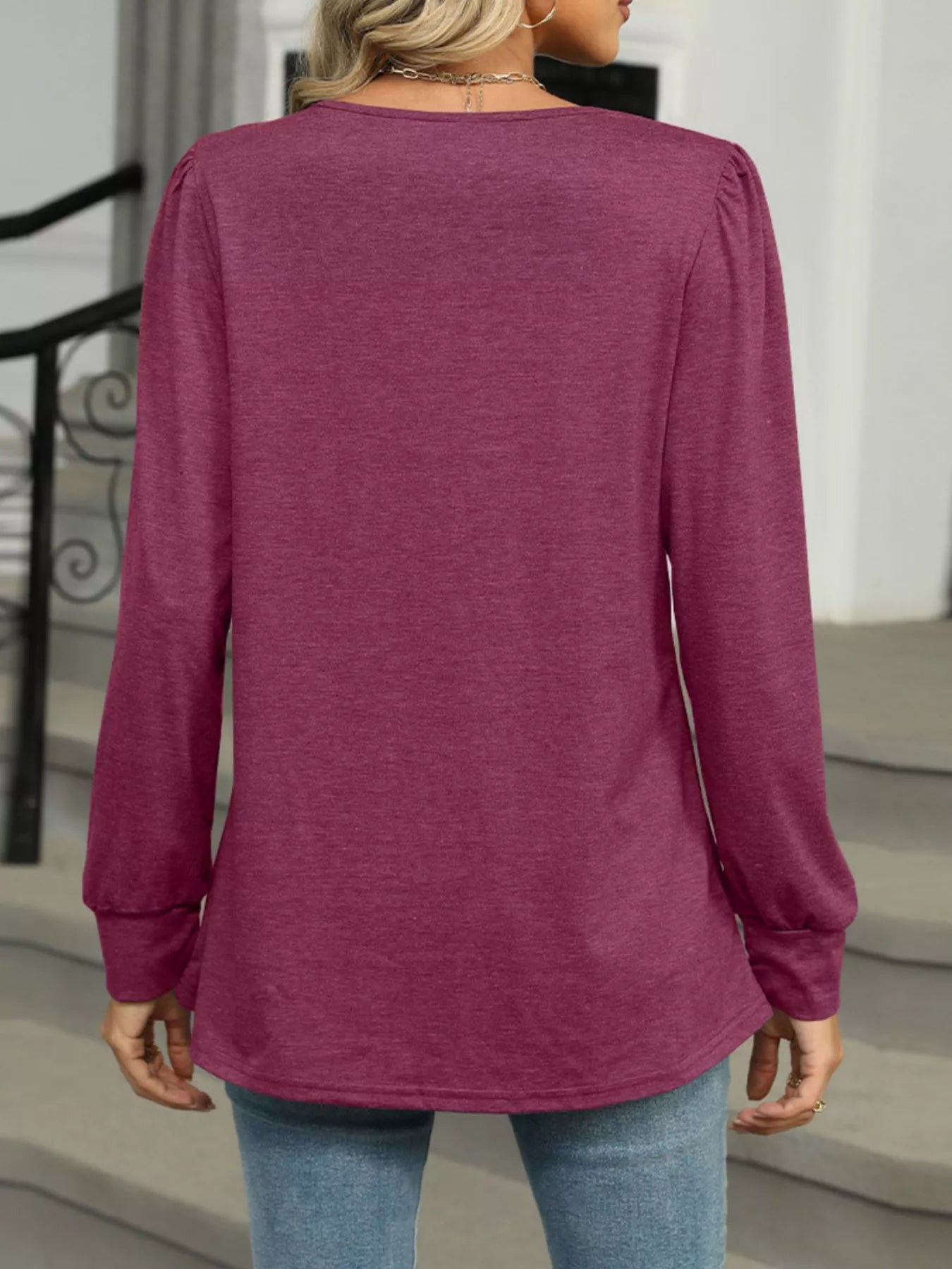 Long Sleeve Round Neck T-Shirt Trendsi
