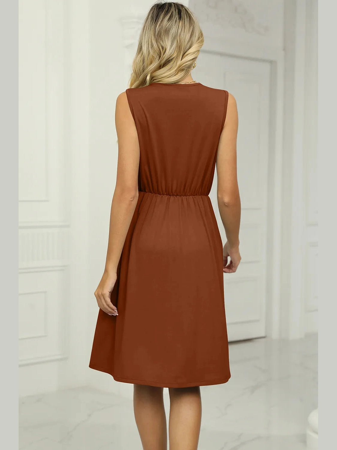 Pocketed V-Neck Wide Strap Dress nicholesgifts