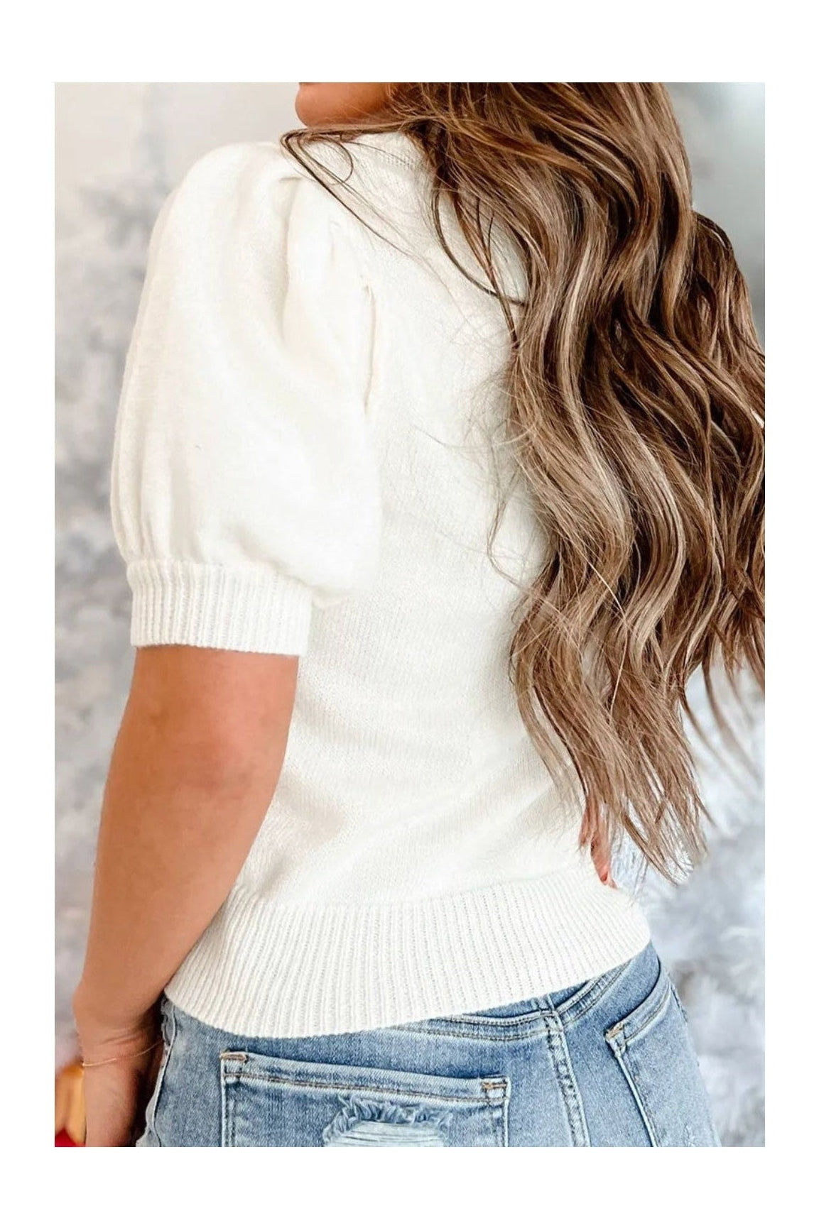 Sequin Mock Neck Short Sleeve Sweater nicholesgifts