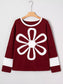 Flower Patched Round Neck Long Sleeve Top nicholesgifts