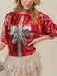 Sequin Bow Graphic Round Neck Half Sleeve T-Shirt nicholesgifts