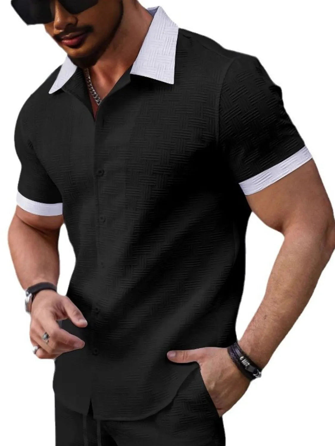 Men's Button Up Short Sleeve Shirt NicholesGifts