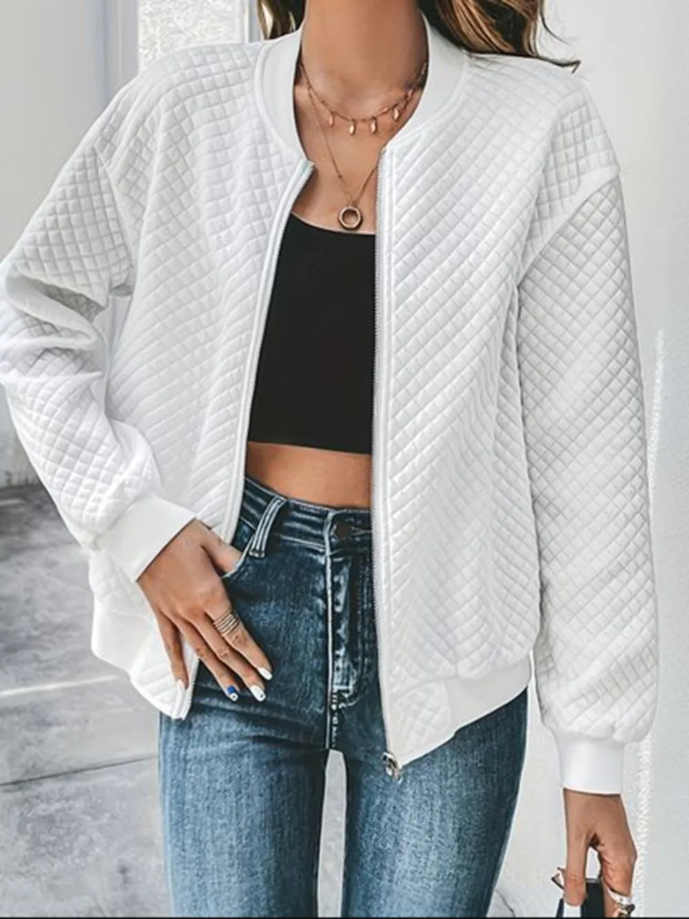 Zip Up Long Sleeve Jacket nicholesgifts