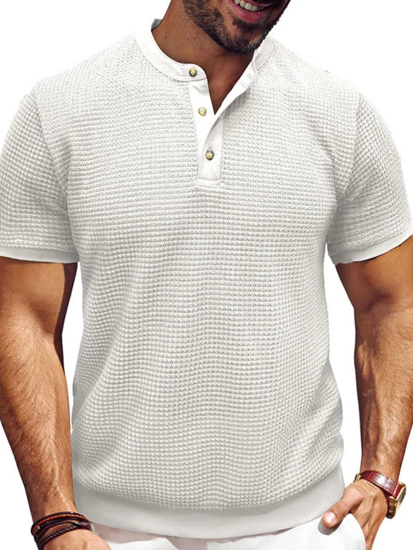 Men's Textured Henley Short Sleeve T-Shirt NicholesGifts