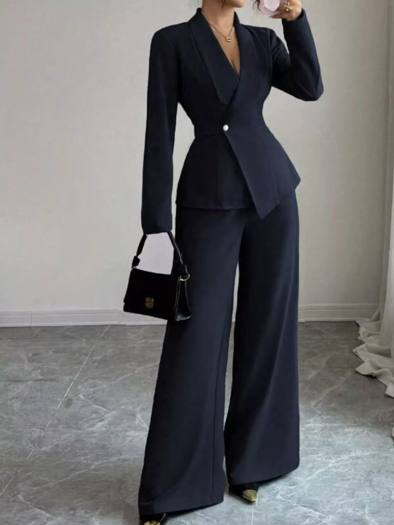 One Button Blazer and Pants Set nicholesgifts