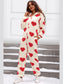 Fuzzy Heart Zip Up Hooded Lounge Jumpsuit nicholesgifts