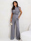 Slit Ruched Top and Wide Leg Pants Set nicholesgifts