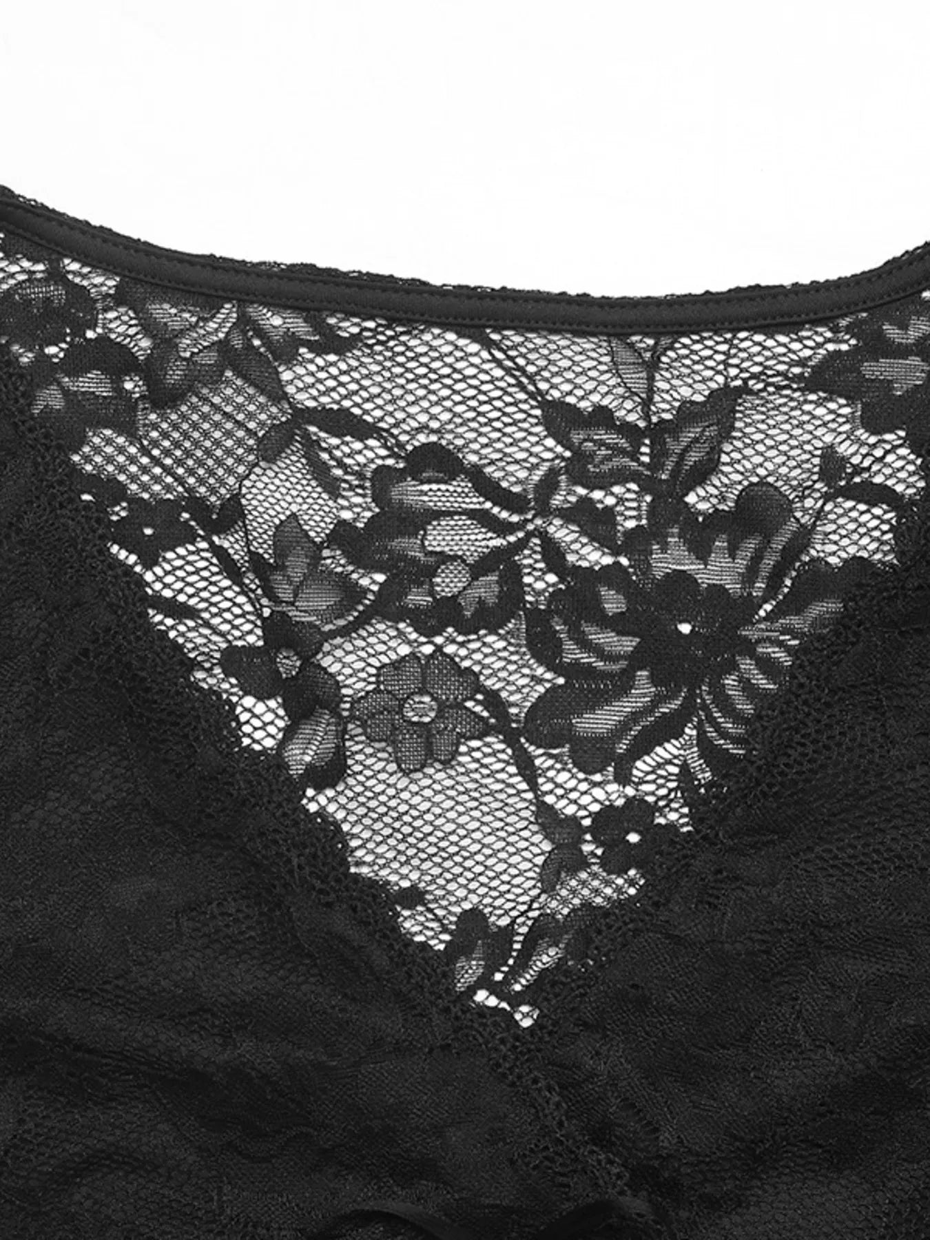 Lace V-Neck Long Sleeve Top Trendsi