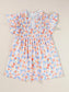Ruffled Printed Notched Cap Sleeve Blouse nicholesgifts