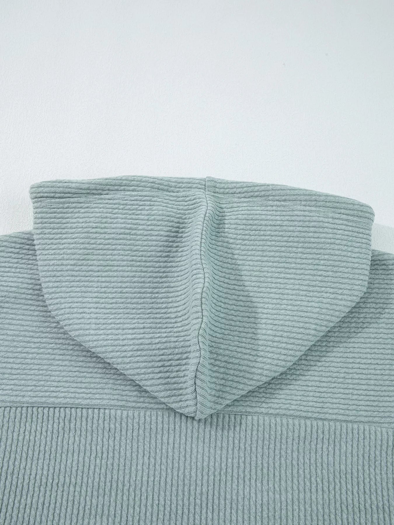 Ribbed Drop Shoulder Knit Hoodie Trendsi