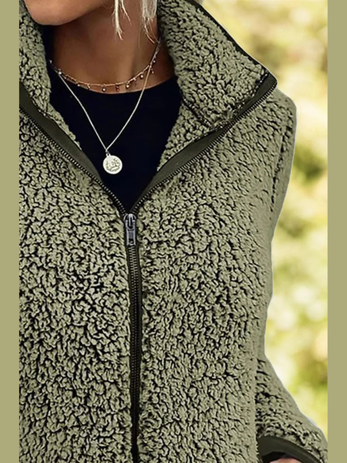 Pocketed Zip Up Turtleneck Jacket nicholesgifts