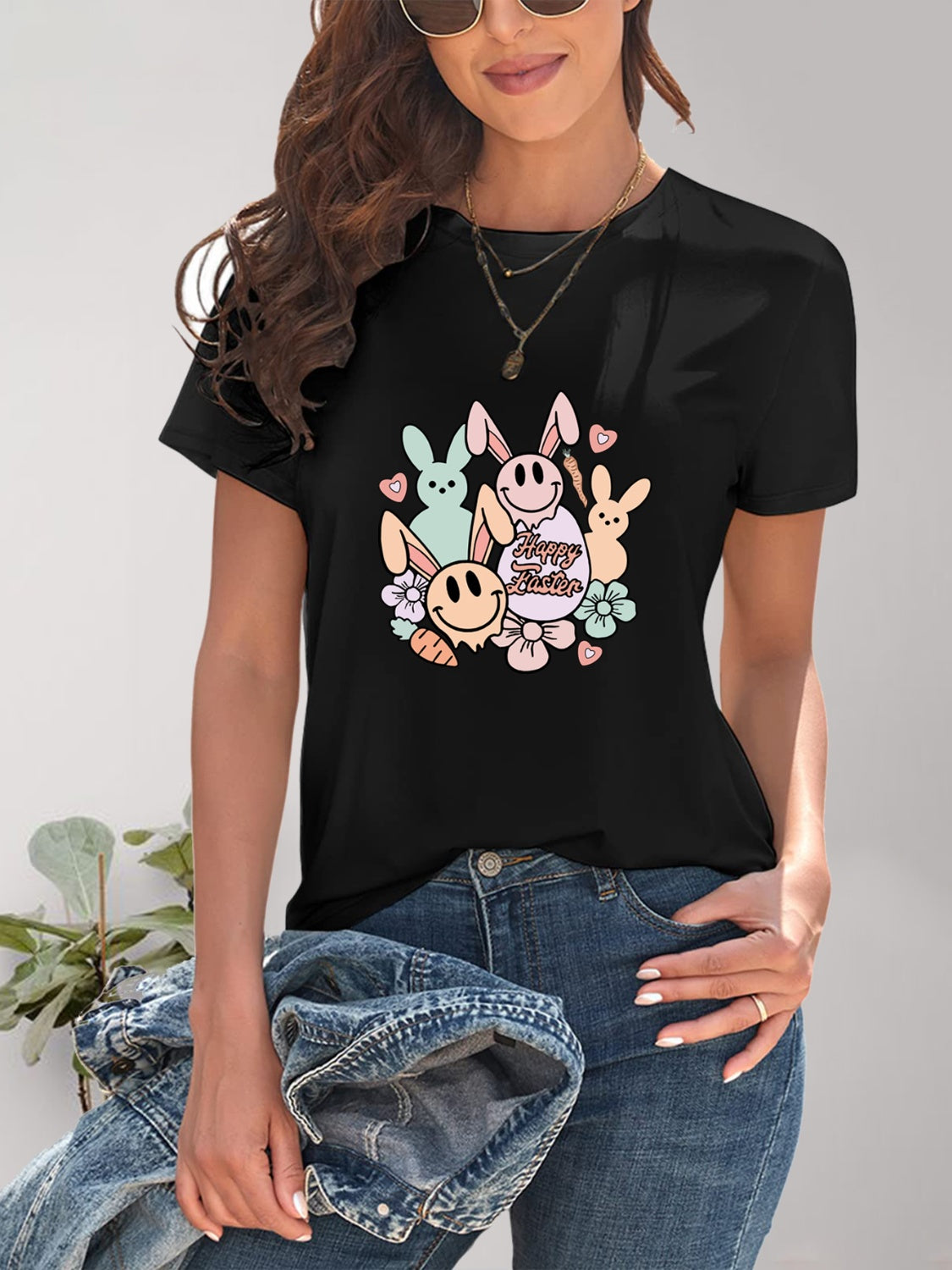 Women Graphic Round Neck Short Sleeve T-Shirt - Nicholesgifts.online