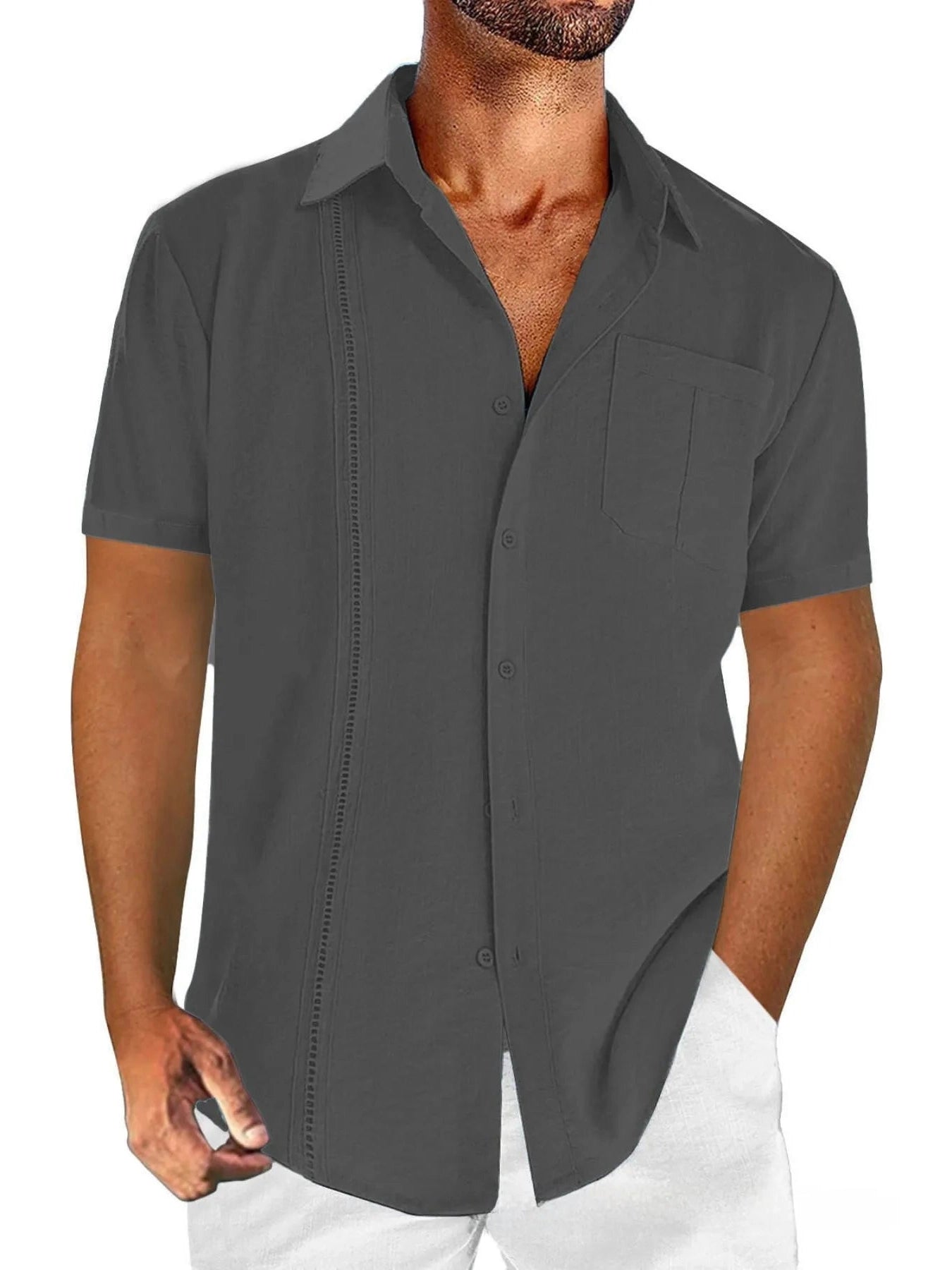 Men's Full Size Casual Short Sleeve Button Down Shirt Plus Size NicholesGifts