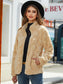 Fuzzy Checkered Zip Up Jacket nicholesgifts