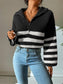 Striped Half Zip Cropped Sweater nicholesgifts