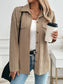 Textured Collared Neck Button Down Shacket nicholesgifts