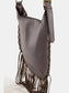 Fame Rivet Trim Suede Fringe Shoulder Bag nicholesgifts
