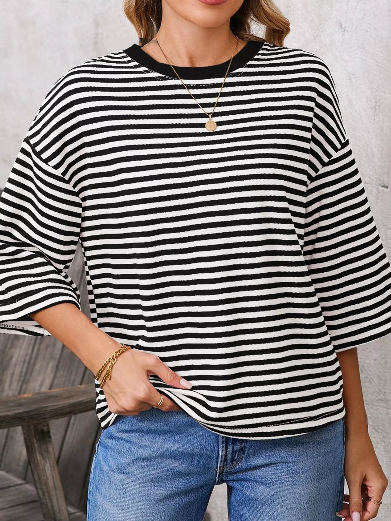 Striped Back Bow Tie T-Shirt nicholesgifts