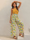 Openwork Halter Neck Floral Wide Leg Jumpsuit nicholesgifts