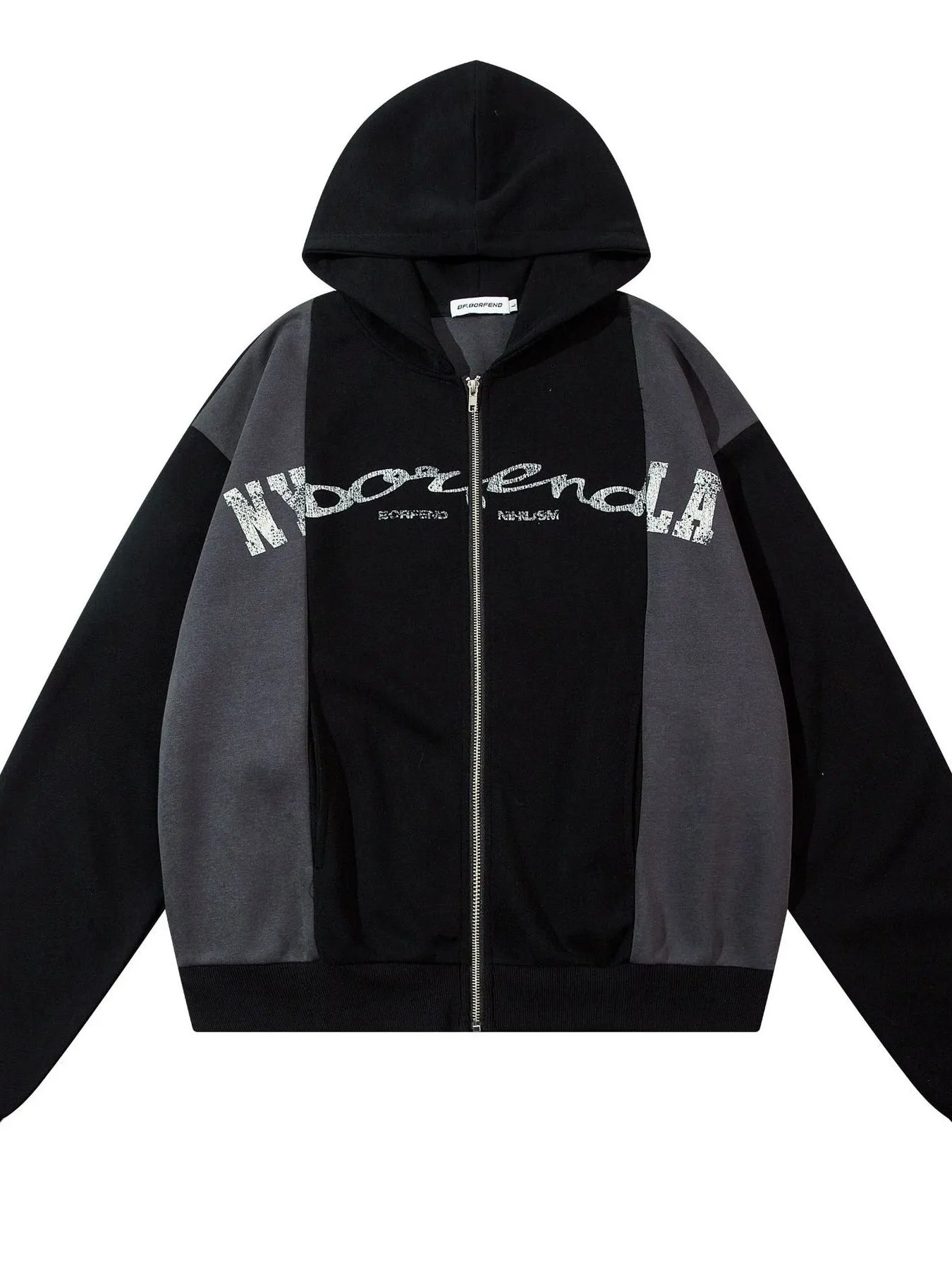 Men's Color Block Letter Graphic Zip-Up Hoodie NicholesGifts