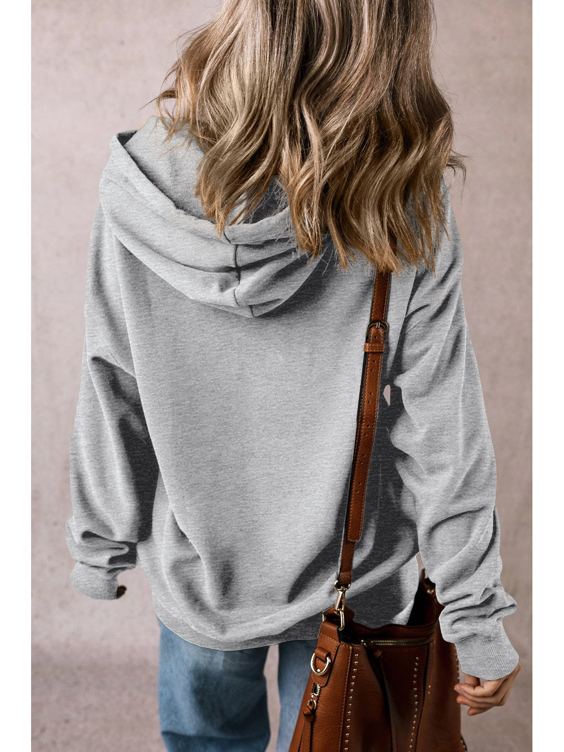 Women Drawstring Pocketed Long Sleeve Hoodie nicholesgifts