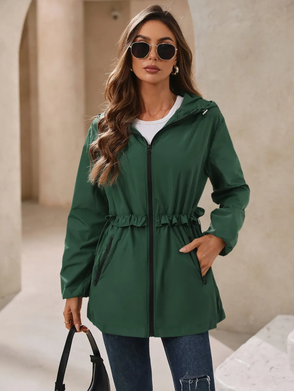 Ivy Lane Outdoor Waterproof Long Sleeve Hooded Windbreaker nicholesgifts