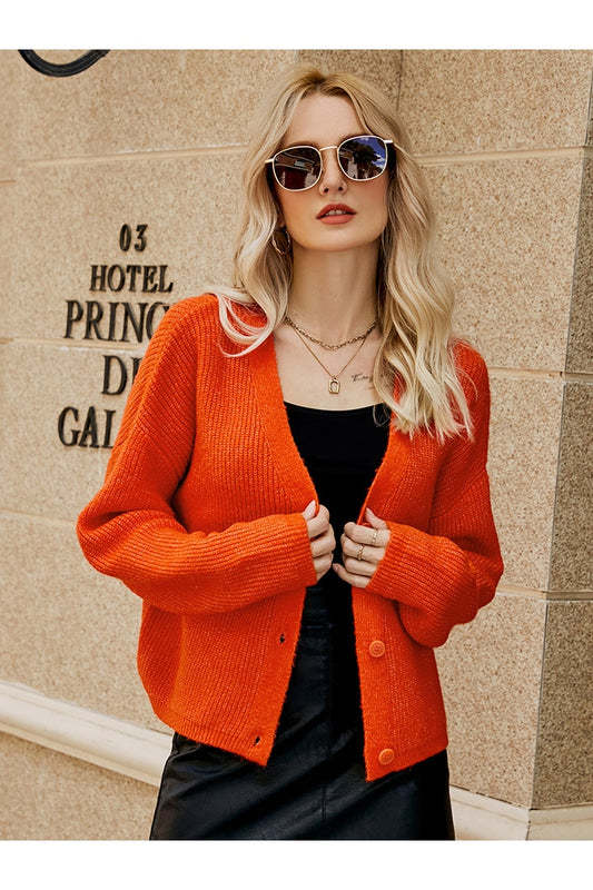 NicholesGifts Women Dropped Shoulder Button Up Cardigan Sweaters