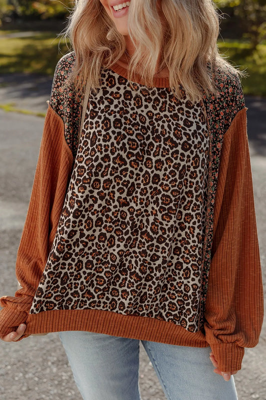 Leopard Print Long Sleeve Sweatshirt