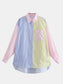 Women Pocketed Color Block Long Sleeve Shirt NicholesGifts