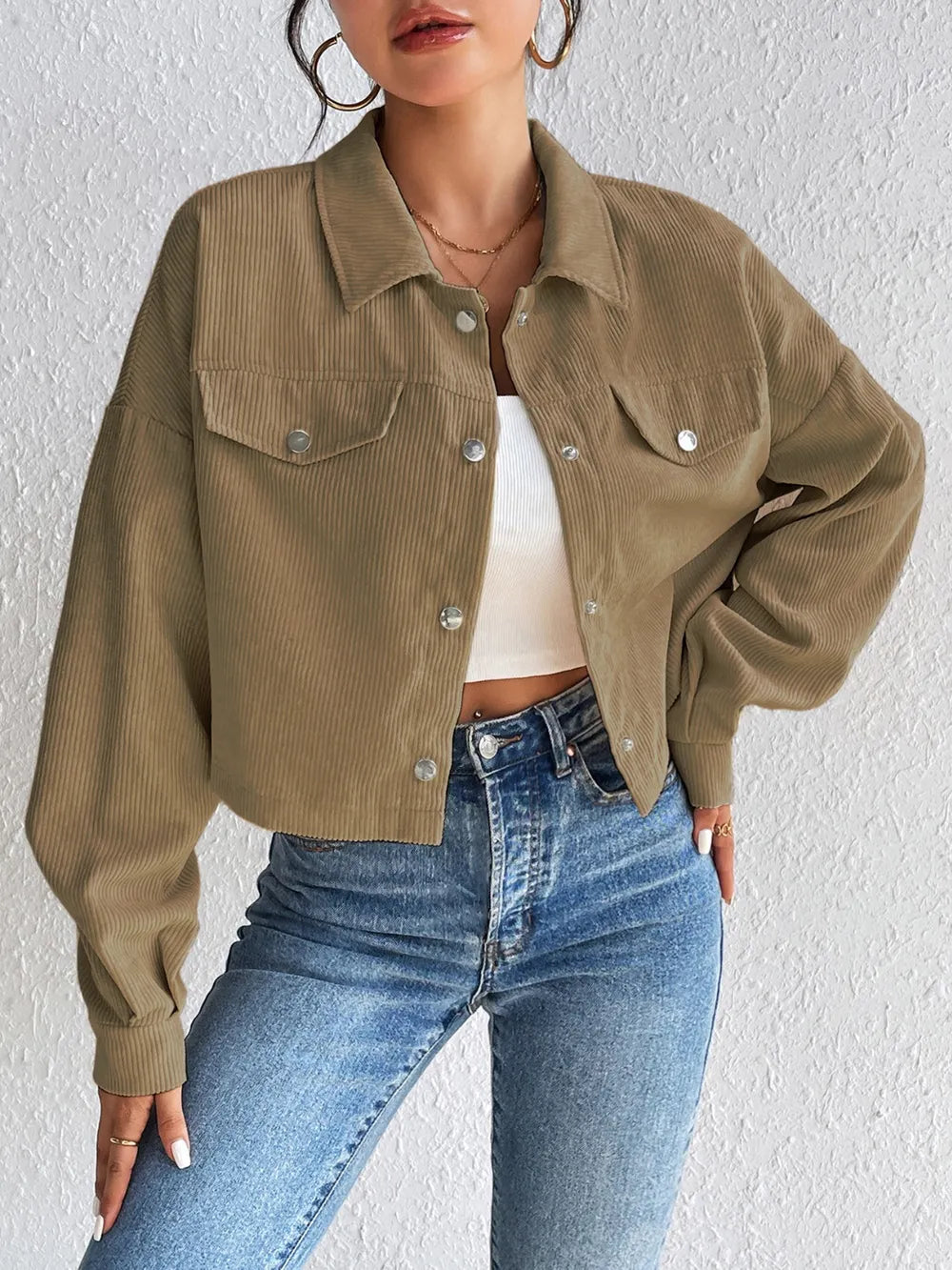 Honey Snap Down Long Sleeve Jacket nicholesgifts