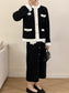 Contrast Trim Jacket and Skirts Sweater Set nicholesgifts