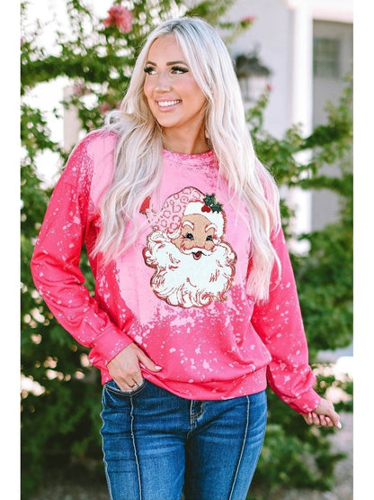 Christmas Santa Claus Tie Dye Print Pullover Sweatshirt nicholesgifts