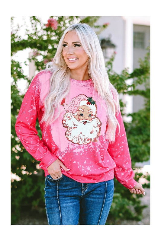 Christmas Santa Claus Tie Dye Print Pullover Sweatshirt NicholesGifts