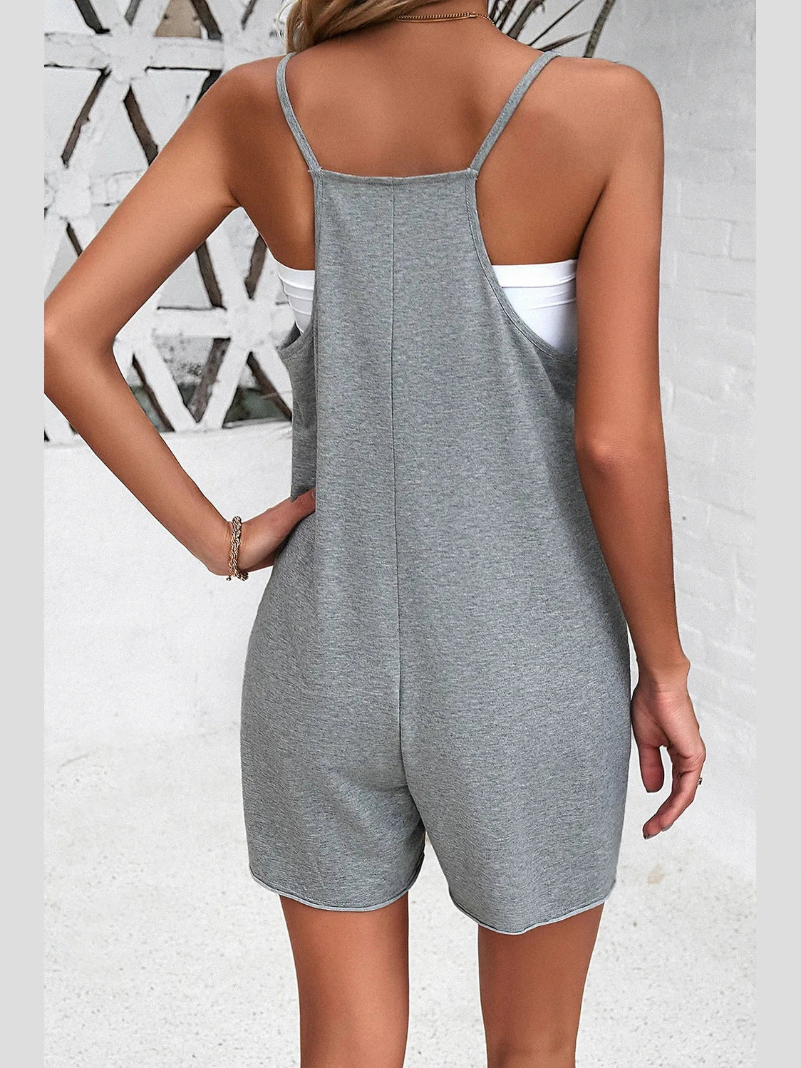 Devine Spaghetti Strap Romper with Pockets nicholesgifts