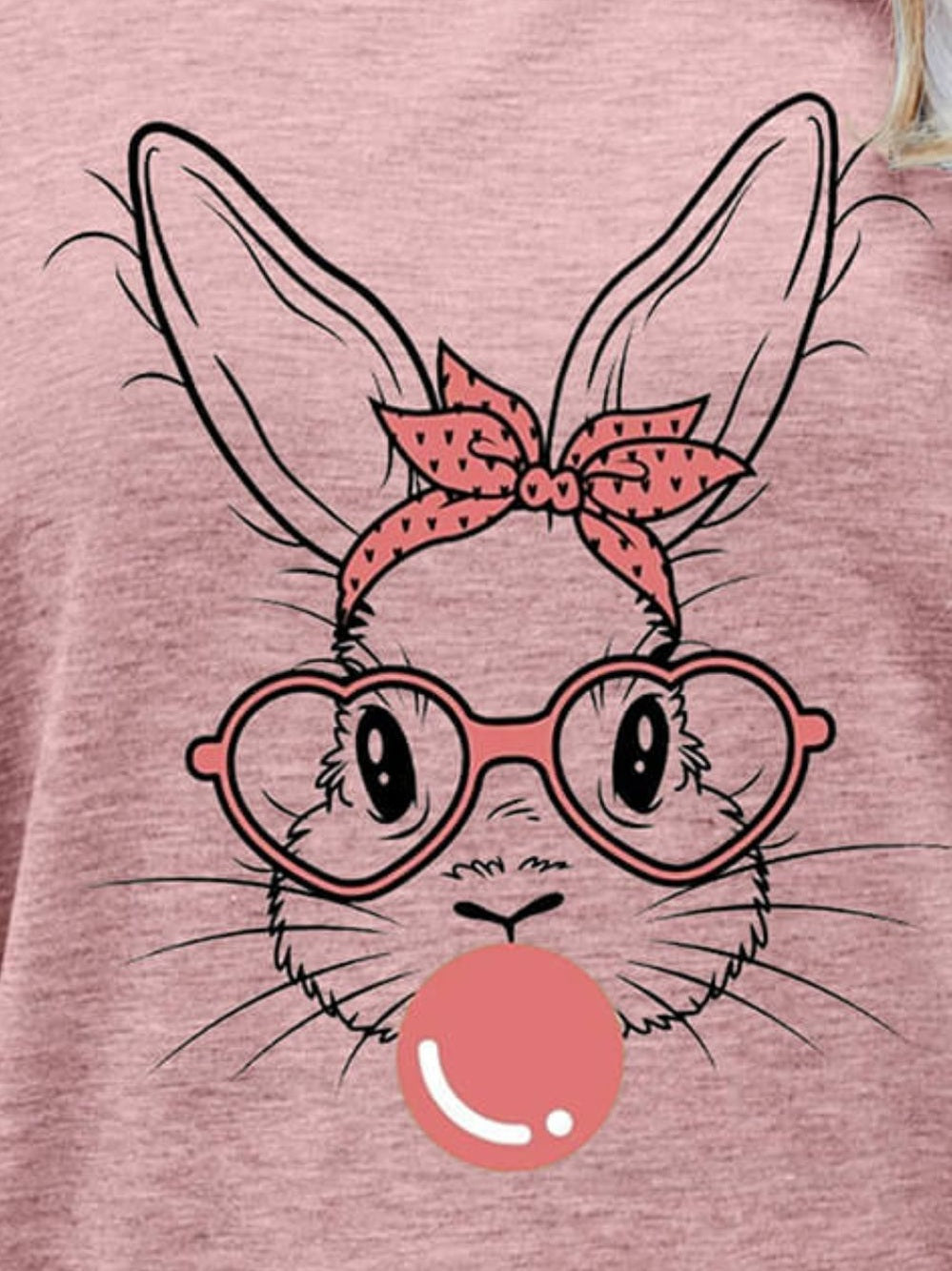 Easter Bunny Graphic Round Neck T-Shirt nicholesgifts