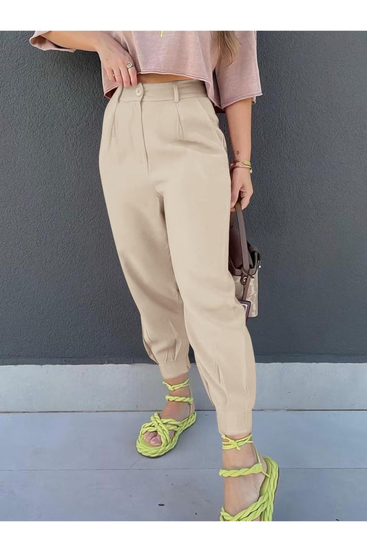 Women High Waist Cropped Pants
