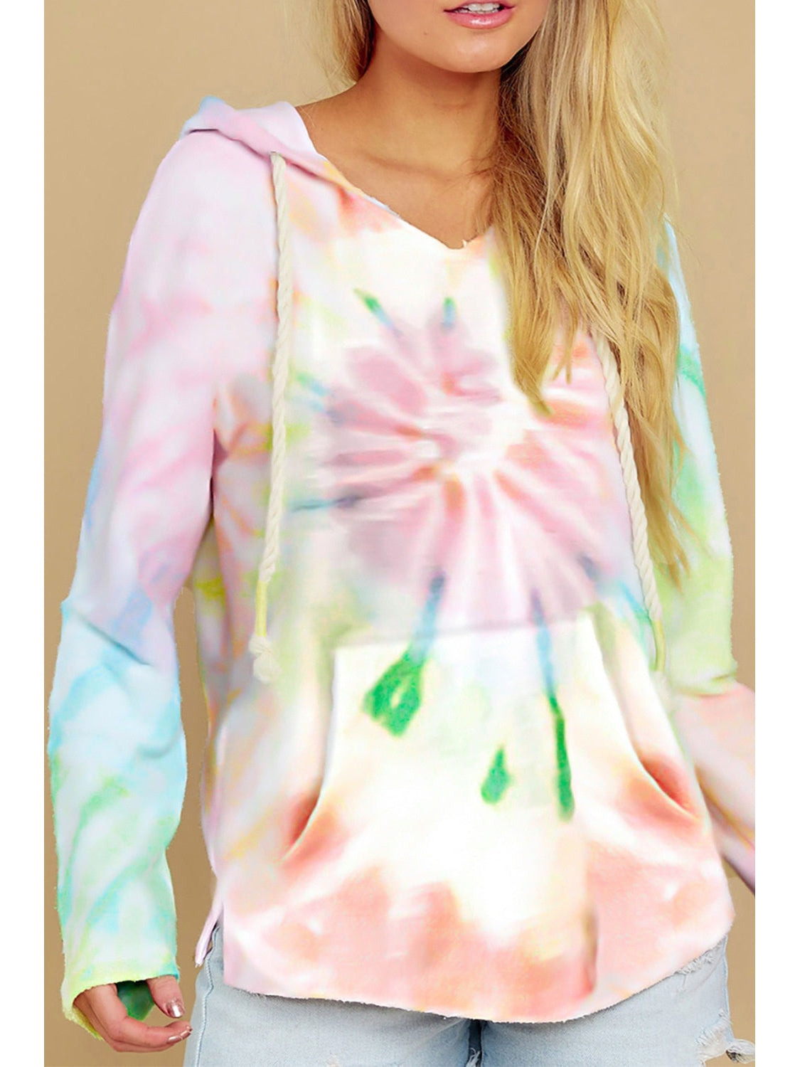 NicholesGifts Women Drawstring Tie-Dye Long Sleeve Hoodie NicholesGifts