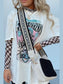 Women Checkered Mock Neck Long Sleeve Blouse nicholesgifts