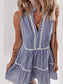 Stripe Sleeveless Notched Ric Rac Mini Dress nicholesgifts