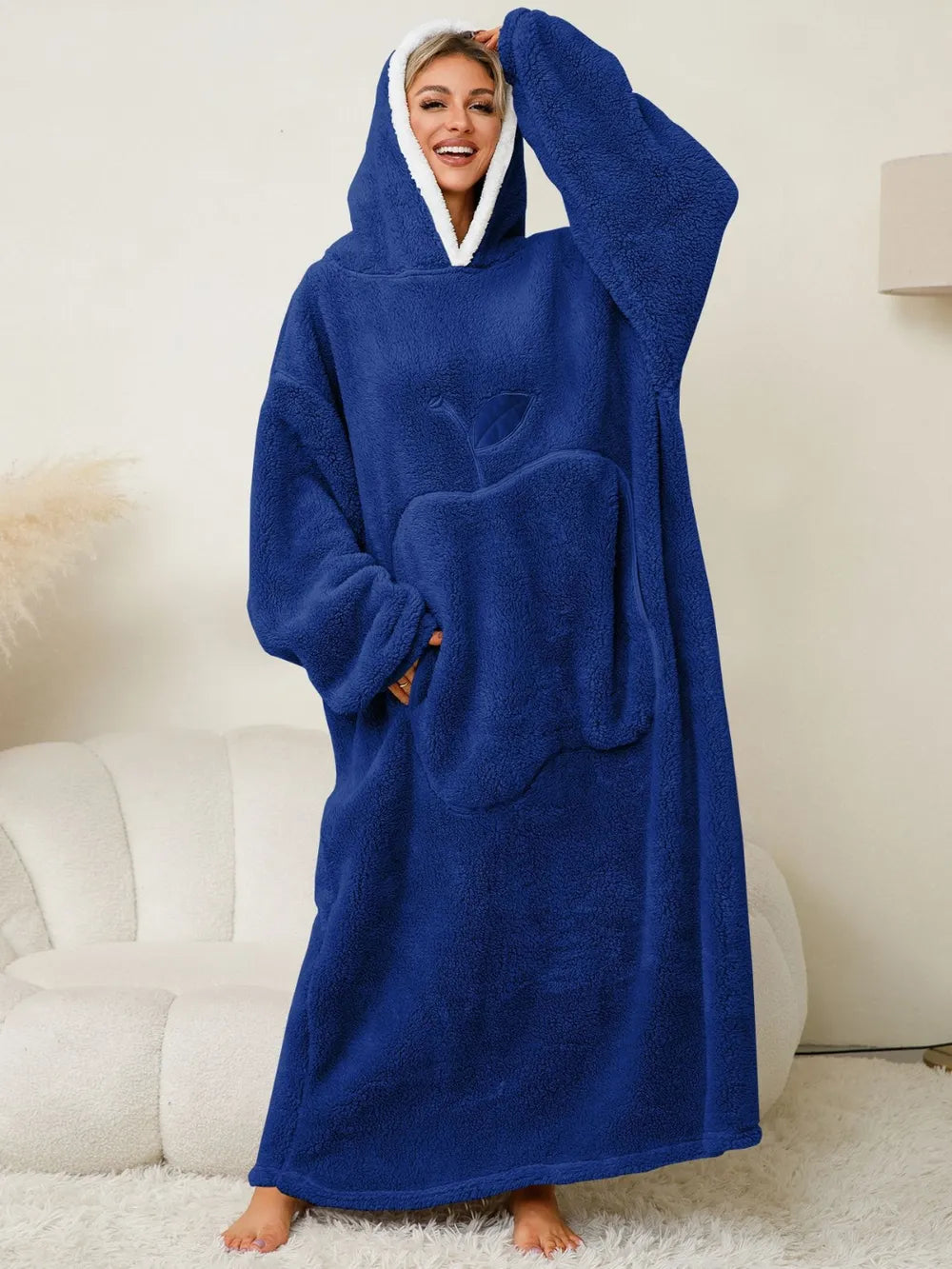 Pocketed Contrast Long Sleeve Hooded Lounge Dress nicholesgifts