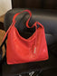 Solid Color Leather Shoulder Bag nicholesgifts