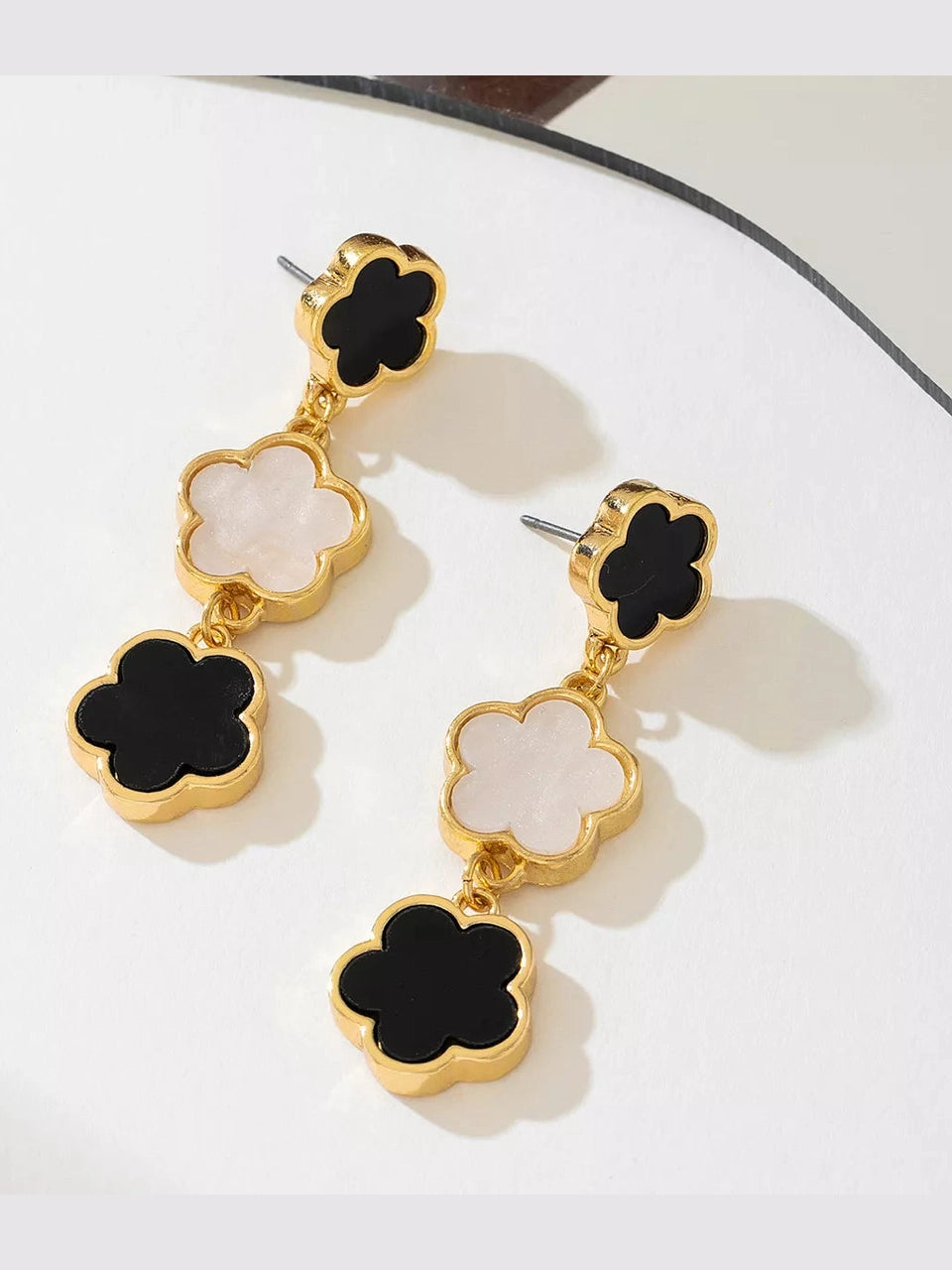 18K Gold-Plated Clover Drop Earrings Trendsi