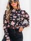 Women Floral Mock Neck Long Sleeve Blouse nicholesgifts