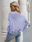 Flower Distressed Long Sleeve Sweater Trendsi