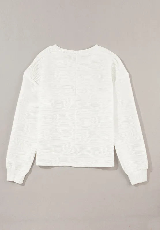 Texture Round Neck Long Sleeve Sweatshirt Trendsi